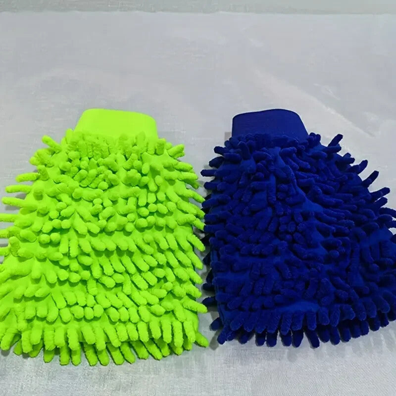 2 X CHENILLE Microfibre Car Wash Mitt Soft Noodle Cleaning/ Detailing Size S/M