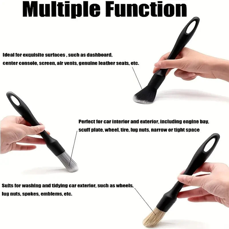 Car Detailing Brush Set 3pcs Premium Quality Fine Soft Interchangeable Heads