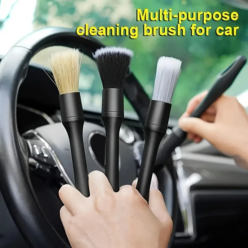 Car Detailing Brush Set 3pcs Premium Quality Fine Soft Interchangeable Heads