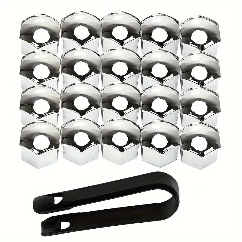 Chrome Wheel Nut Bolt Covers Universal 17mm 20PCS