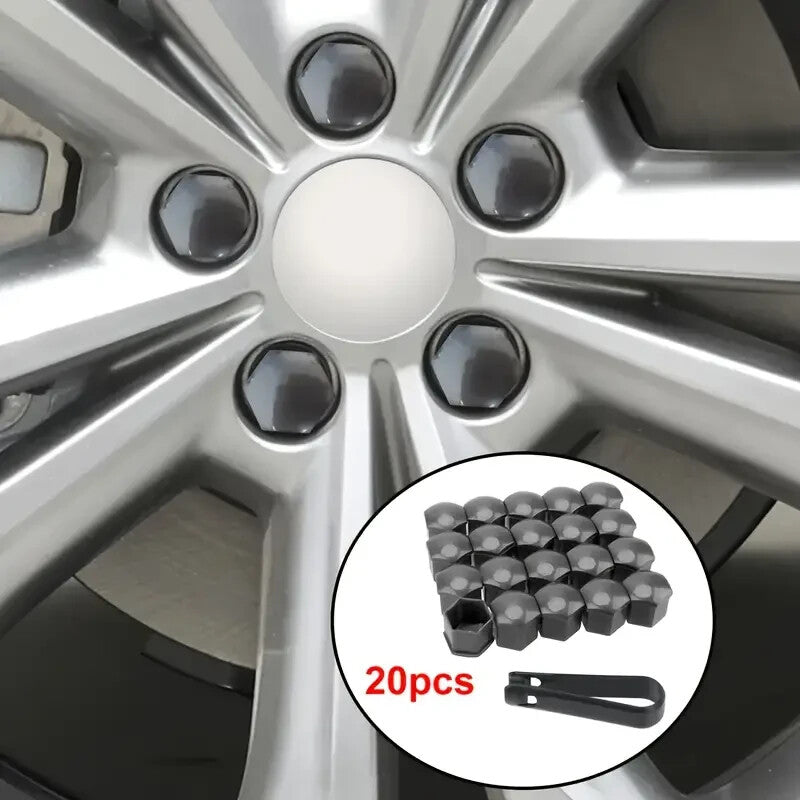 Grey Wheel Nut Bolt Covers Universal 17mm 20PCS
