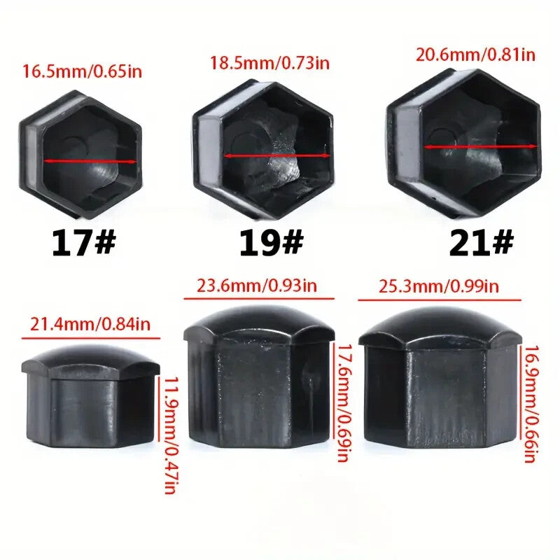 Grey Wheel Nut Bolt Covers Universal 17mm 20PCS