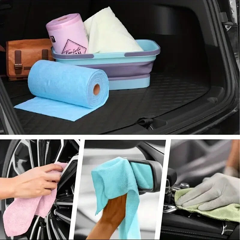 50 PCS Microfibre Tear-Off Cloth Roll Soft & Reusable Lint Free 180GSM Blue