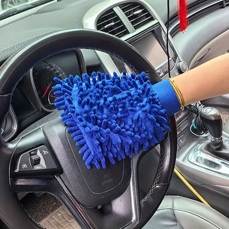 2 X CHENILLE Microfibre Car Wash Mitt Soft Noodle Cleaning/ Detailing Size S/M