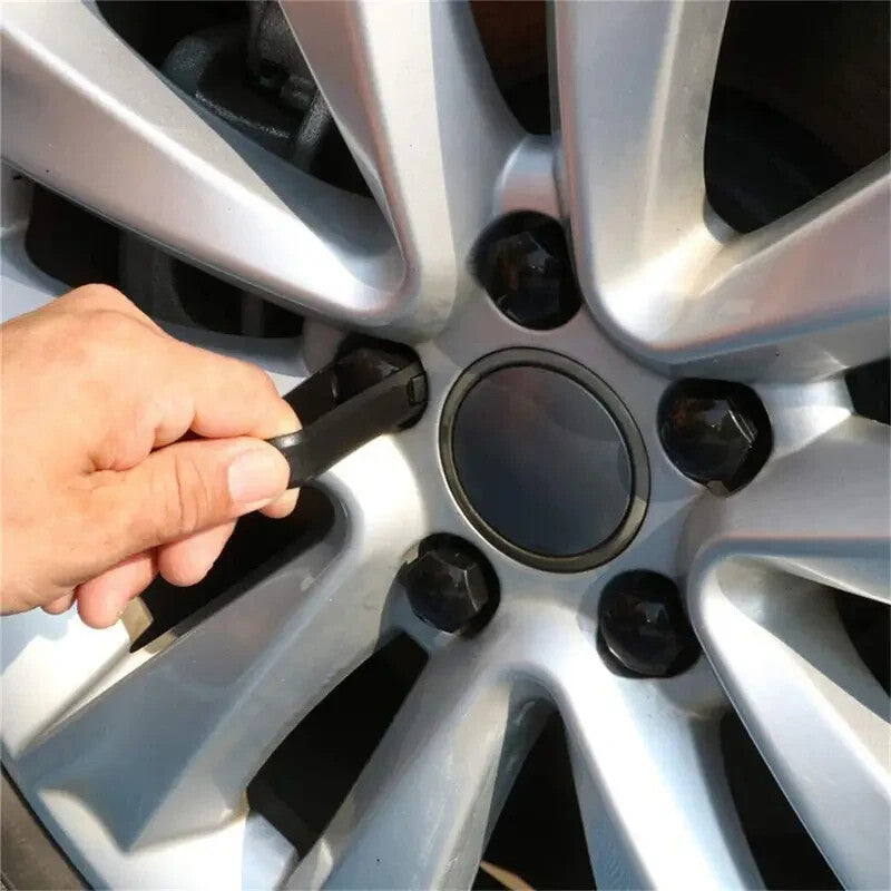 Black Wheel Nut Bolt Covers Universal 17mm 20PCS