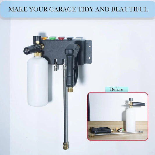 Wall Mount Pressure Washer Attachment Holder Erosion Resistant 1/4 Quick Connect