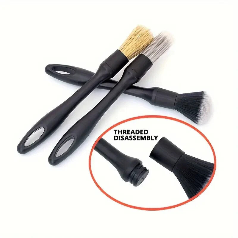 Car Detailing Brush Set 3pcs Premium Quality Fine Soft Interchangeable Heads
