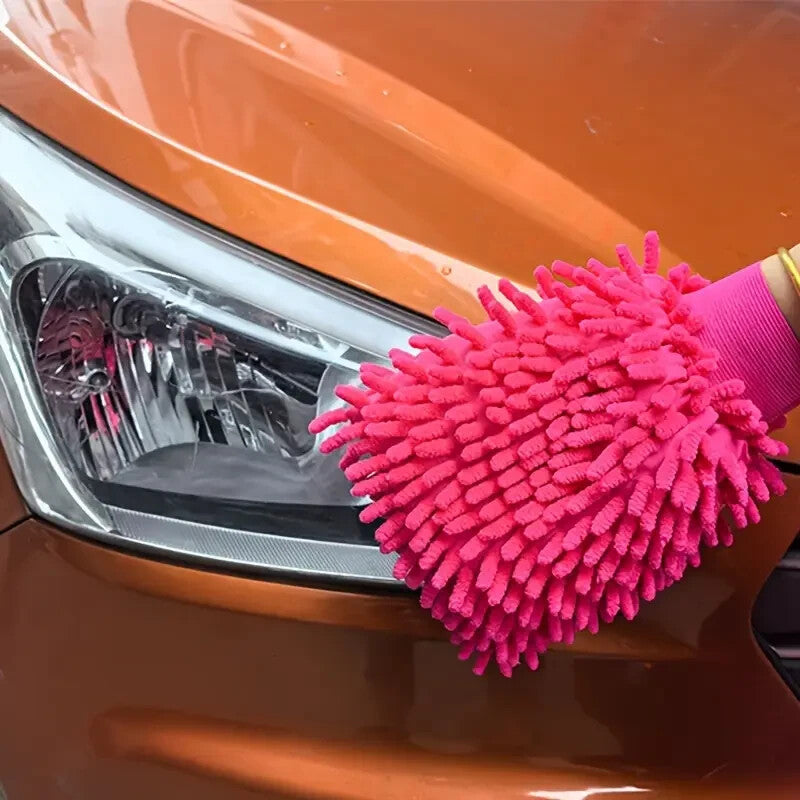 2 X CHENILLE Microfibre Car Wash Mitt Soft Noodle Cleaning/ Detailing Size S/M