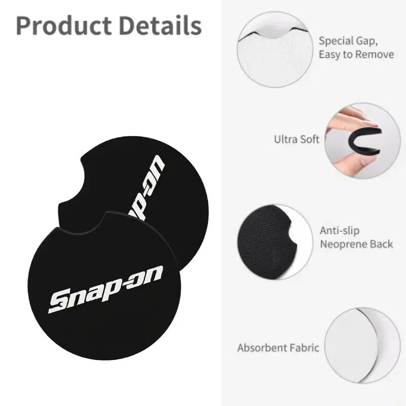2pc Set Snap On Tools Car Cup Holder Coaster Mats, Anti-Slip, 7CM, Water Bottle Pad