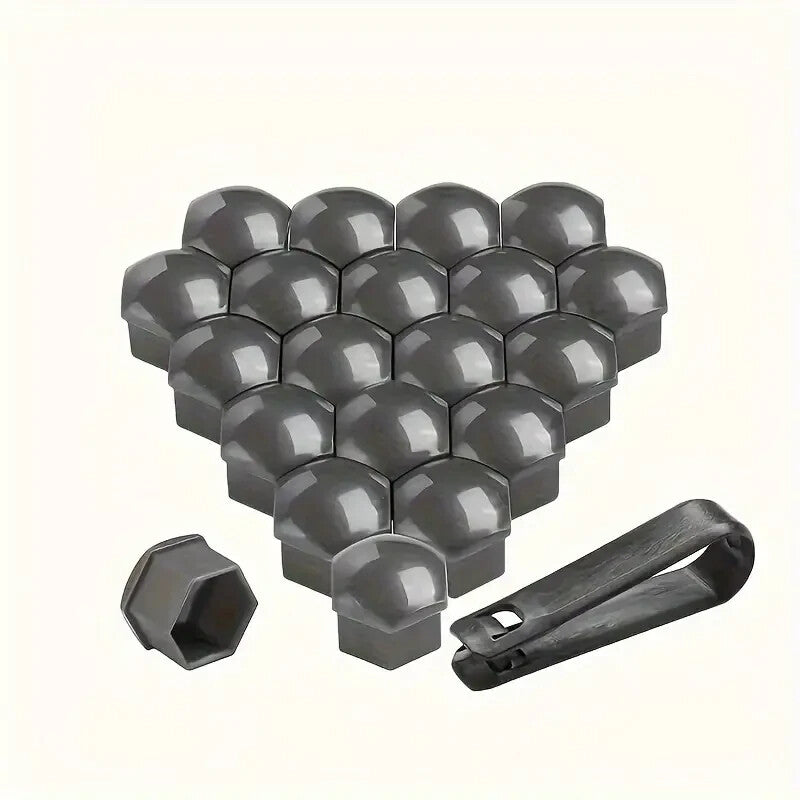 Grey Wheel Nut Bolt Covers Universal 17mm 20PCS