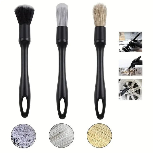 Car Detailing Brush Set 3pcs Premium Quality Fine Soft Interchangeable Heads