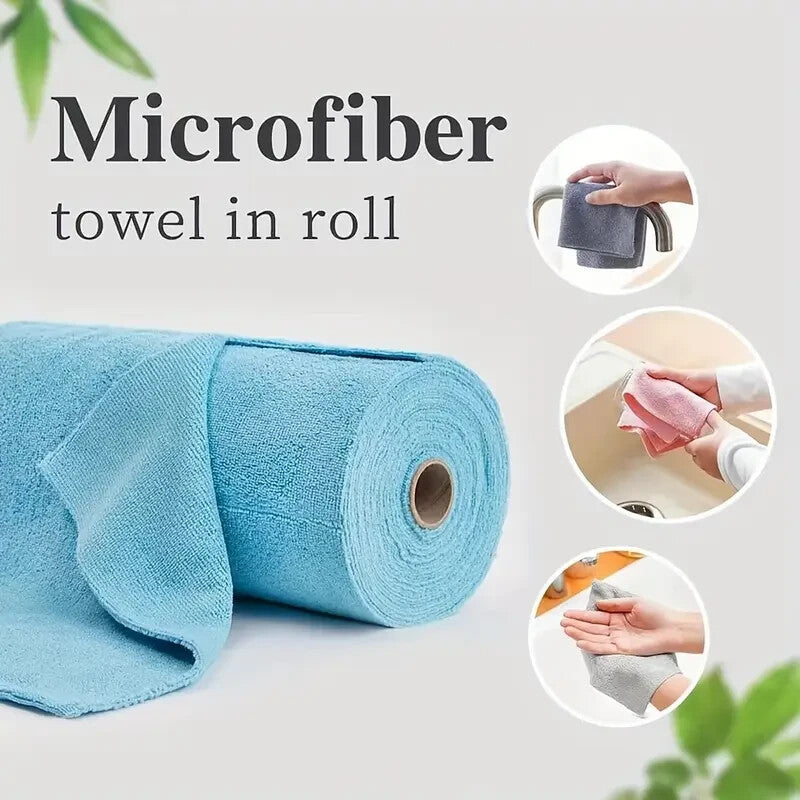 50 PCS Microfibre Tear-Off Cloth Roll Soft & Reusable Lint Free 180GSM Blue