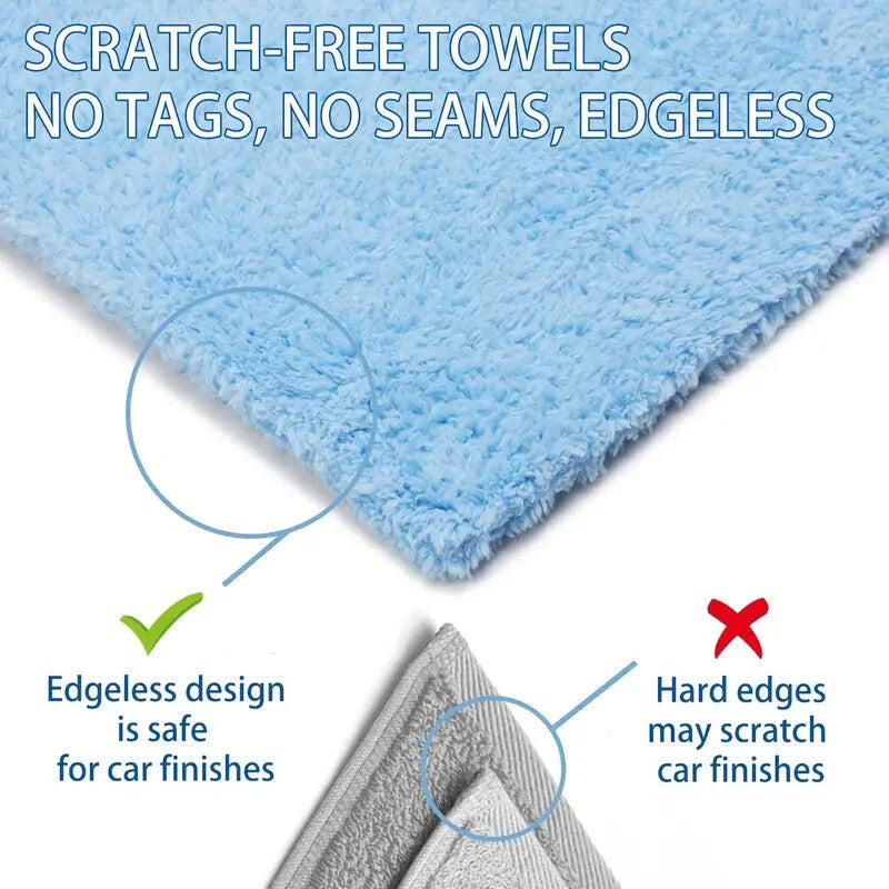 450gsm Edgeless Microfibre Cloths x 6 -Light Blue Microfiber Car Detailing 40x40