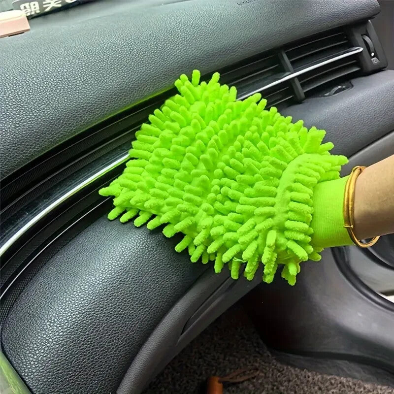 2 X CHENILLE Microfibre Car Wash Mitt Soft Noodle Cleaning/ Detailing Size S/M