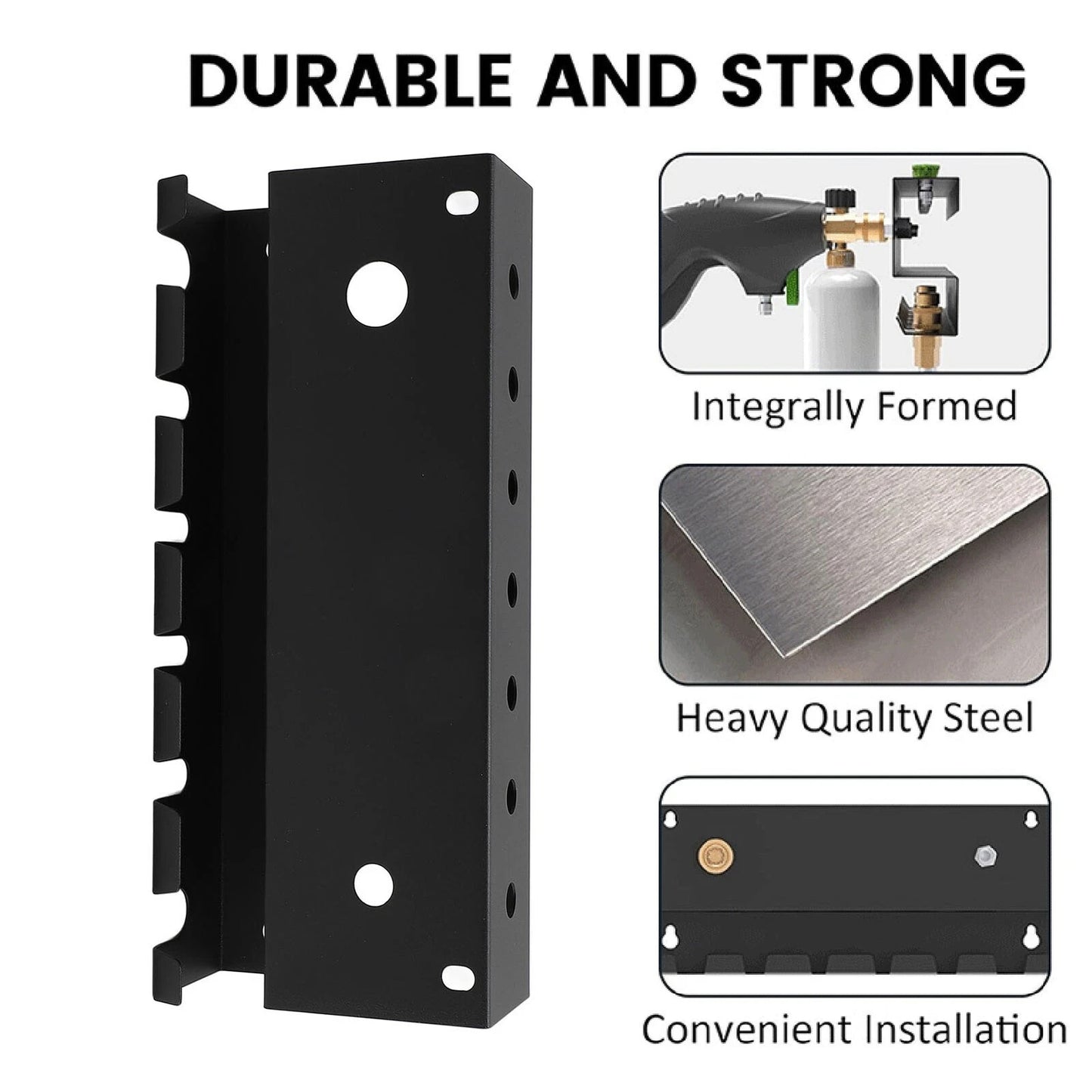 Wall Mount Pressure Washer Attachment Holder Erosion Resistant 1/4 Quick Connect