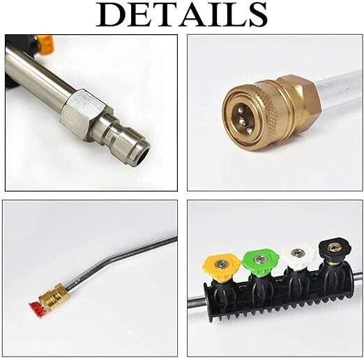 Pressure Washer Lance Curved Extension Wand 1/4" Quick Release And 5 Nozzles