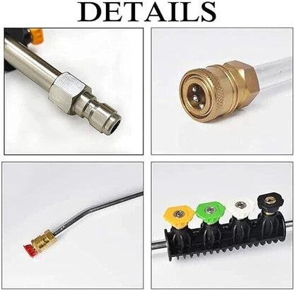 Pressure Washer Lance Curved Extension Wand 1/4" Quick Release And 5 Nozzles