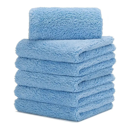 450gsm Edgeless Microfibre Cloths x 6 -Light Blue Microfiber Car Detailing 40x40