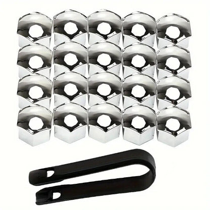 Chrome Wheel Nut Bolt Covers Universal 17mm 20PCS