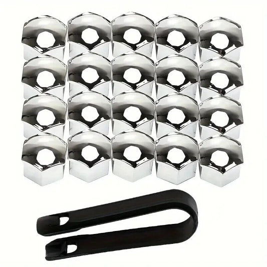 Chrome Wheel Nut Bolt Covers Universal 17mm 20PCS