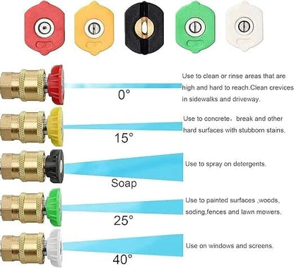 Pressure Washer Lance Curved Extension Wand 1/4" Quick Release And 5 Nozzles