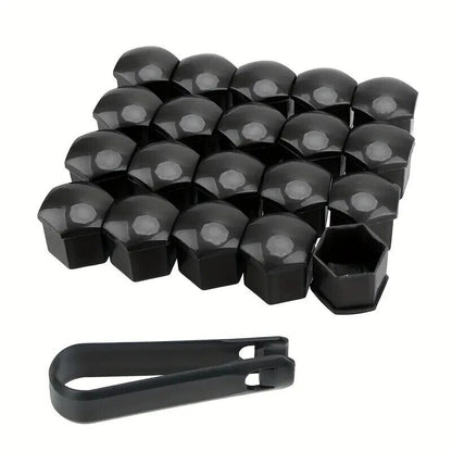 Black Wheel Nut Bolt Covers Universal 17mm 20PCS