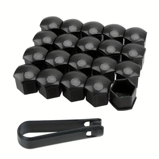 Black Wheel Nut Bolt Covers Universal 17mm 20PCS