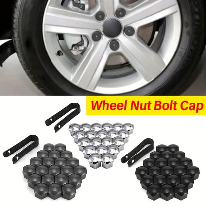 Chrome Wheel Nut Bolt Covers Universal 17mm 20PCS