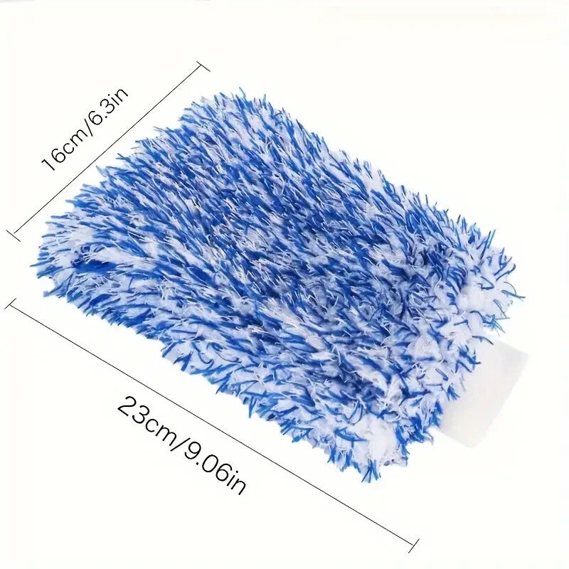 Ultra Soft Coral Fleece Car Wash Mitts Microfibre Auto Detailing Tools Blue x2