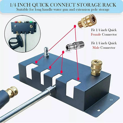 Wall Mount Pressure Washer Attachment Holder Erosion Resistant 1/4 Quick Connect