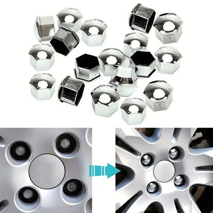 Chrome Wheel Nut Bolt Covers Universal 17mm 20PCS