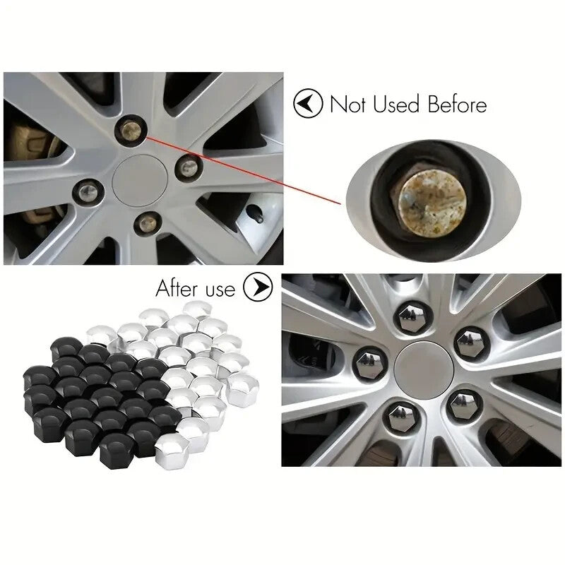 Chrome Wheel Nut Bolt Covers Universal 17mm 20PCS