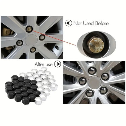 Chrome Wheel Nut Bolt Covers Universal 17mm 20PCS