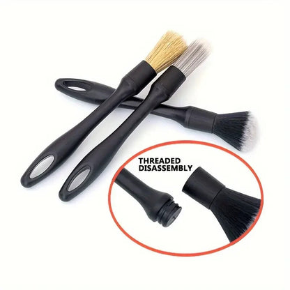 Car Detailing Brush Set 3pcs Premium Quality Fine Soft Interchangeable Heads