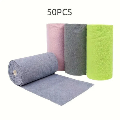 50 PCS Microfibre Tear-Off Cloth Roll Soft & Reusable Lint Free 180GSM Blue