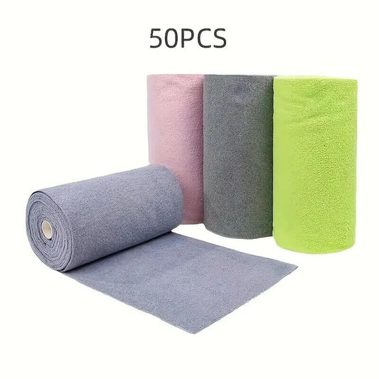 50 PCS Microfibre Tear-Off Cloth Roll Soft & Reusable Lint Free 180GSM Blue