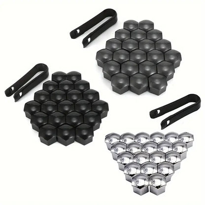Chrome Wheel Nut Bolt Covers Universal 17mm 20PCS