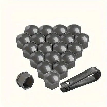 Grey Wheel Nut Bolt Covers Universal 17mm 20PCS