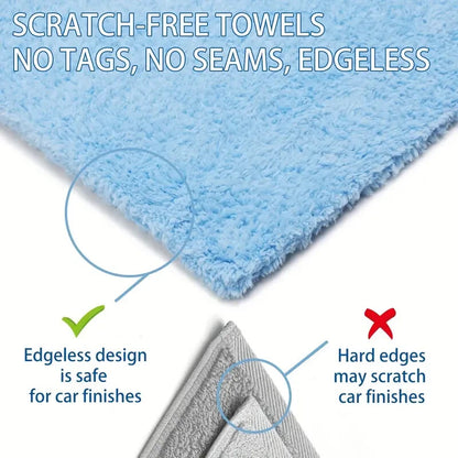 450gsm Edgeless Microfibre Cloths x 6 -Light Blue Microfiber Car Detailing 40x40