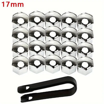 Chrome Wheel Nut Bolt Covers Universal 17mm 20PCS