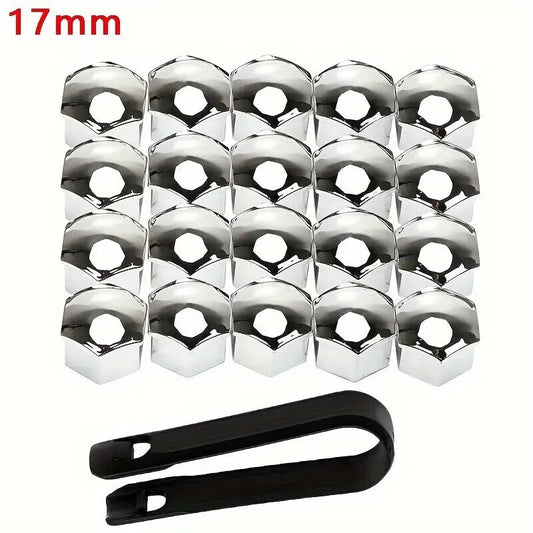 Chrome Wheel Nut Bolt Covers Universal 17mm 20PCS