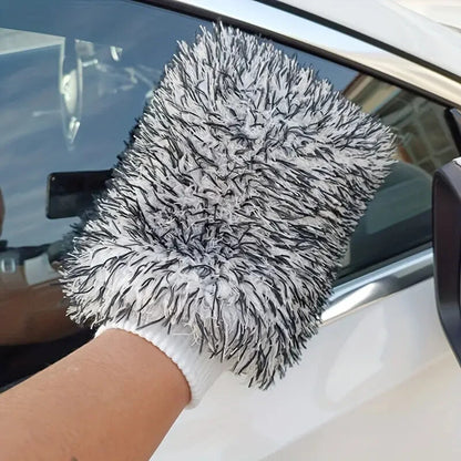 Ultra Soft Coral Fleece Car Wash Mitts Microfibre Auto Detailing Tools Blue x2
