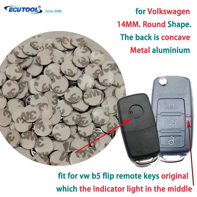 VW Replacement Car Key Badges 14mm  Set of 2pcs